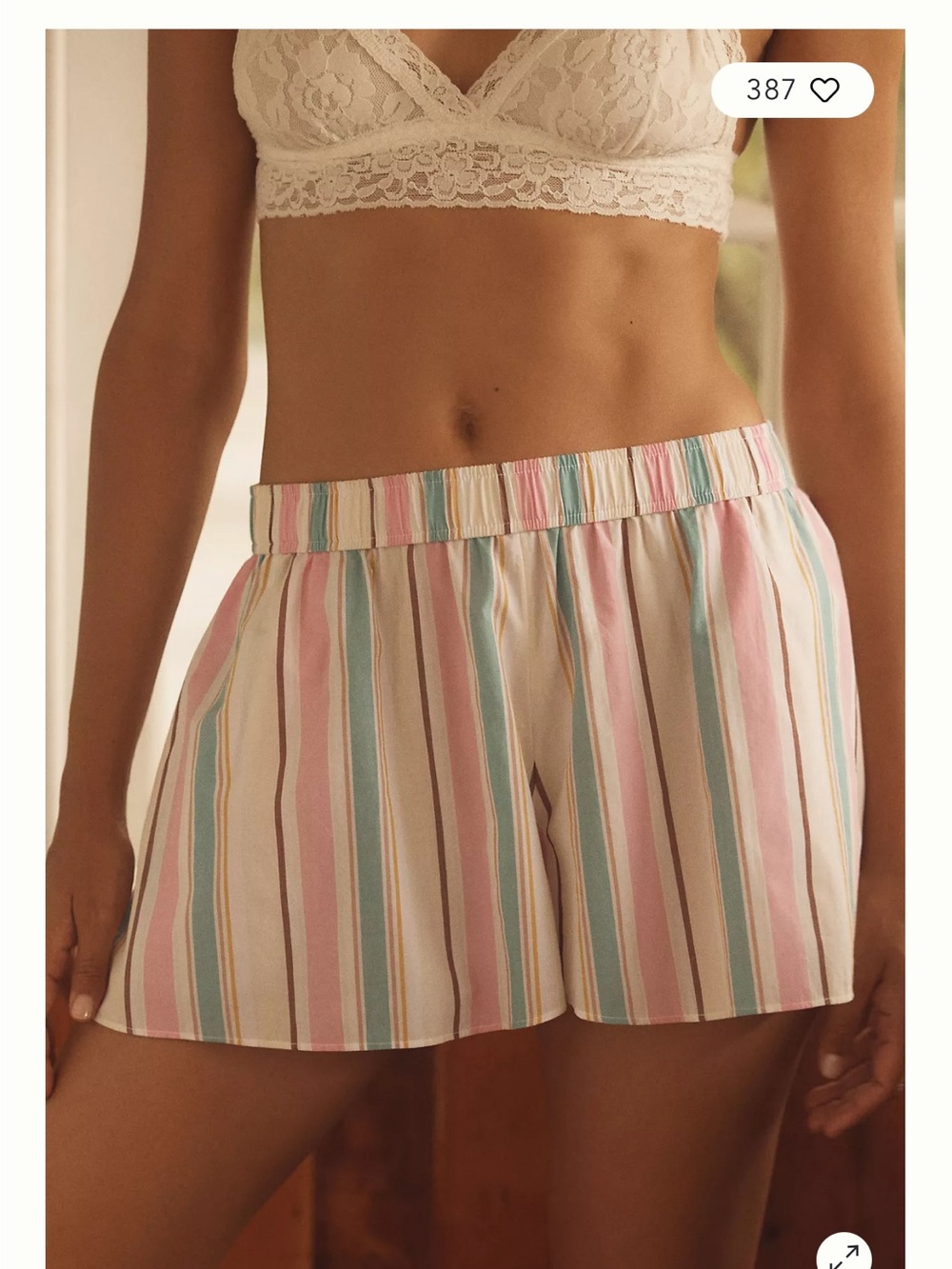 Anthropologie LyreBird Striped Pajama Set Small Sleep Shirt & Shorts Cottagecore - Picture 5 of 11